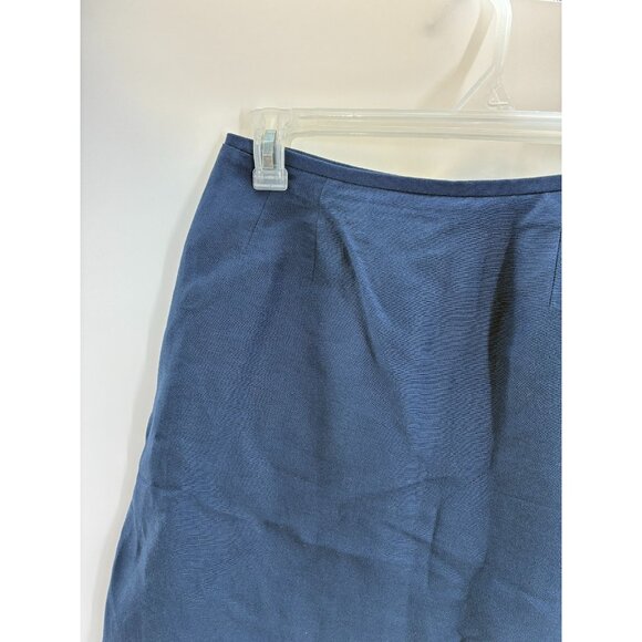 Kasper Women’s 4P Linen Blend Pencil Skirt Navy Blue Petite Career Office Work - Picture 2 of 6